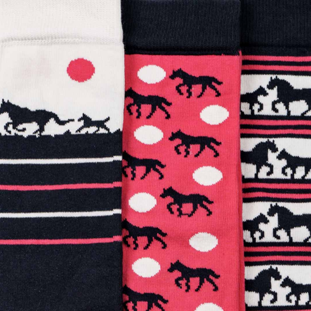 Toggi Horse And Foal Socks #colour_navy-pink-white