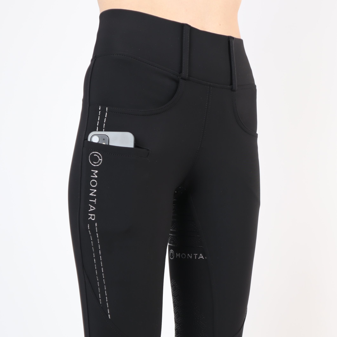 Montar Karen Highwaist Silver Logo Pipe Pull On Full Grip #colour_black