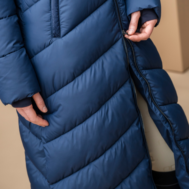Alessandro Albanese Nivia Ripstop Long Puffer Coat #colour_core-navy