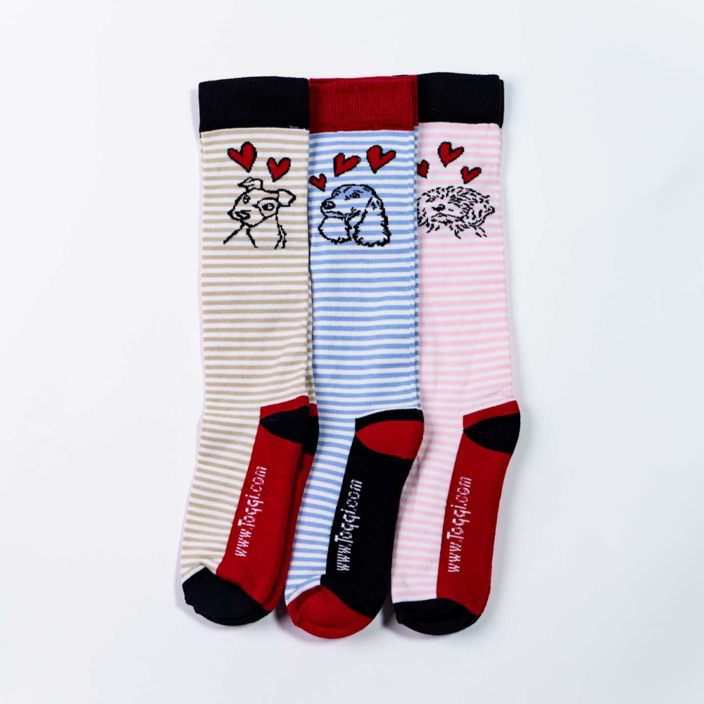 Toggi Dogs And Hearts Socks #colour_beige-pink-blue