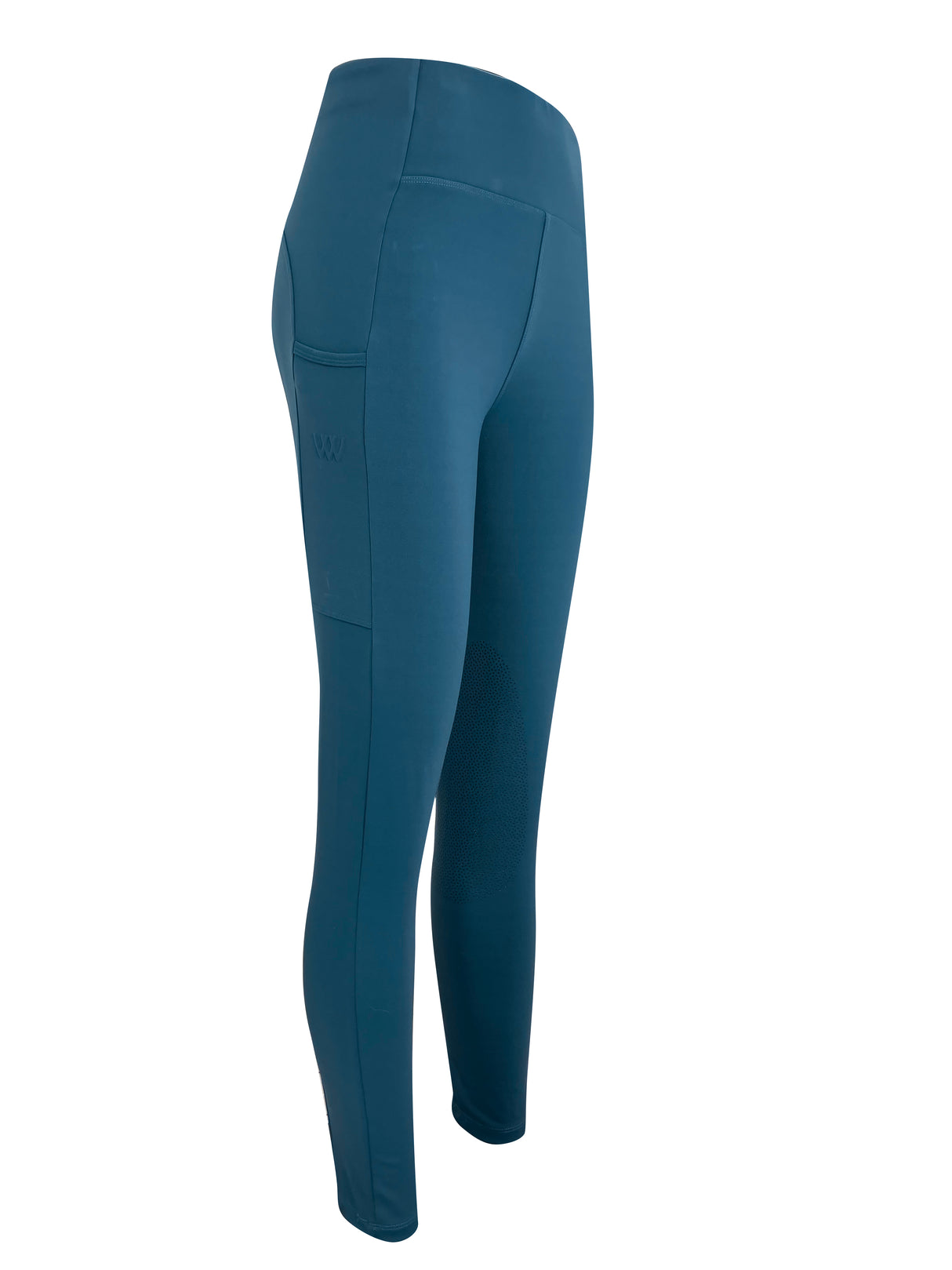Woof Wear Ladies Knee Patch Riding Tights #colour_petrol-blue