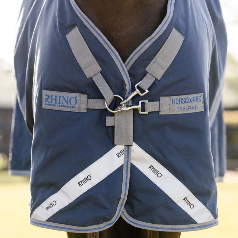 Horseware Ireland Rhino 100g Turnout Rug #colour_navy-titanium-grey-classic-blue