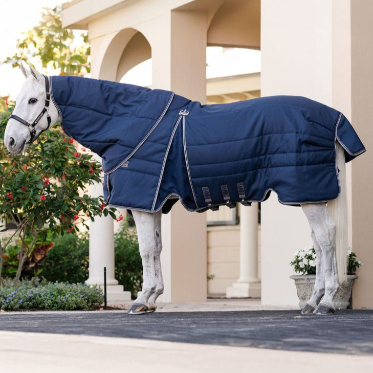 Horseware Ireland Rambo Optimo 200g Plus Stable Rug #colour_navy-thunderstorm-silver-grey