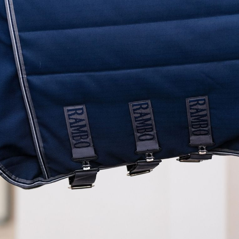 Horseware Ireland Rambo Optimo 200g Plus Stable Rug #colour_navy-thunderstorm-silver-grey