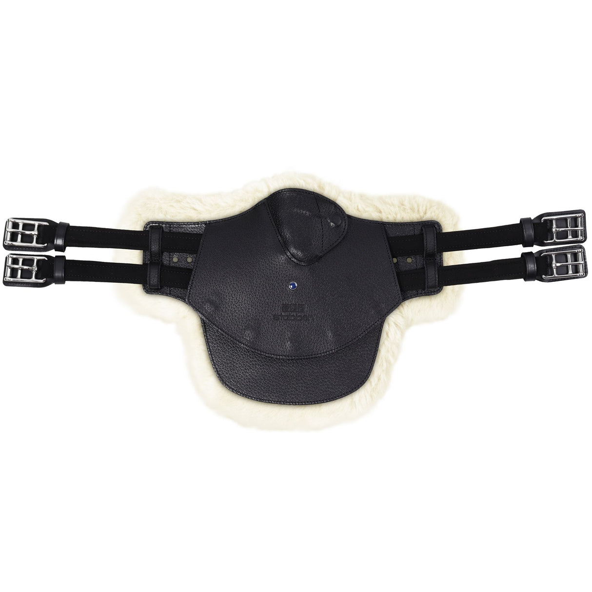 Stubben Equi-Soft® Belly Stud Girth with Cover - Black #colour_lambskin-ecru-white