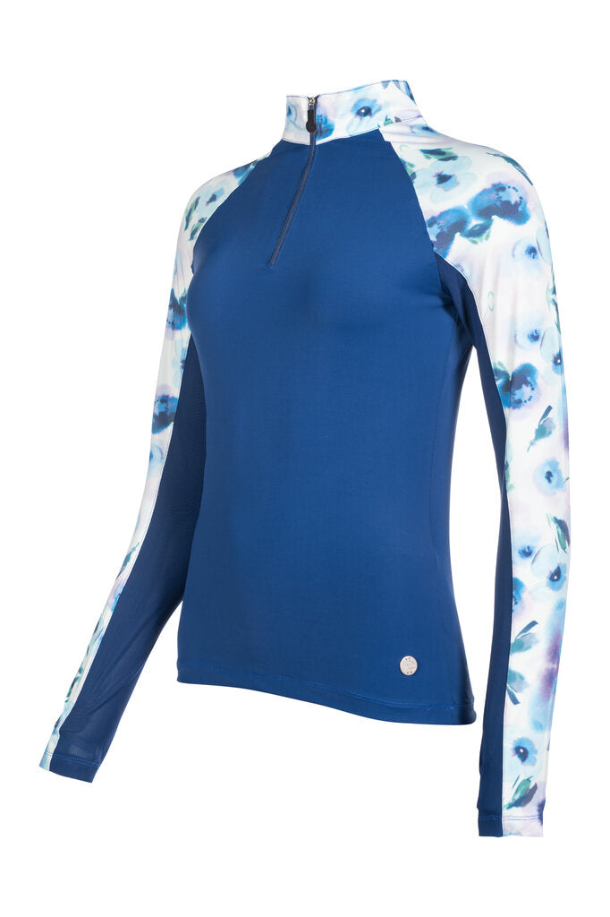 HKM Ladies Functional Shirt -Essentials Flower #colour_royal-blue/light-blue