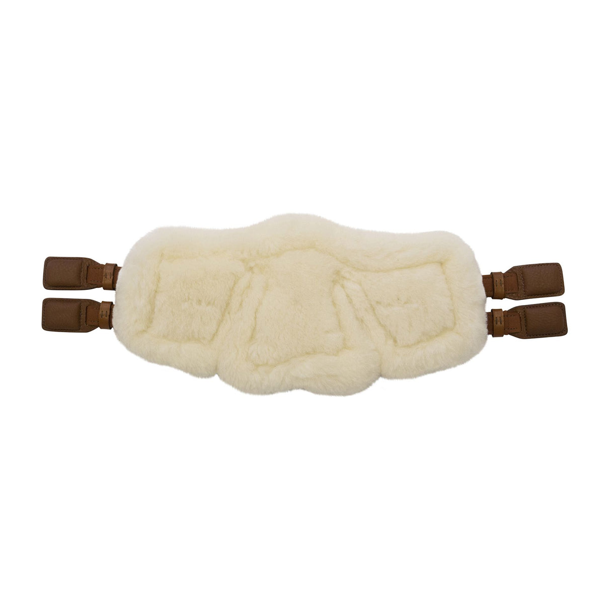 Stubben Equi-Soft® Short Saddle Girth with Cover - Tobacco #colour_lambskin-ecru-white