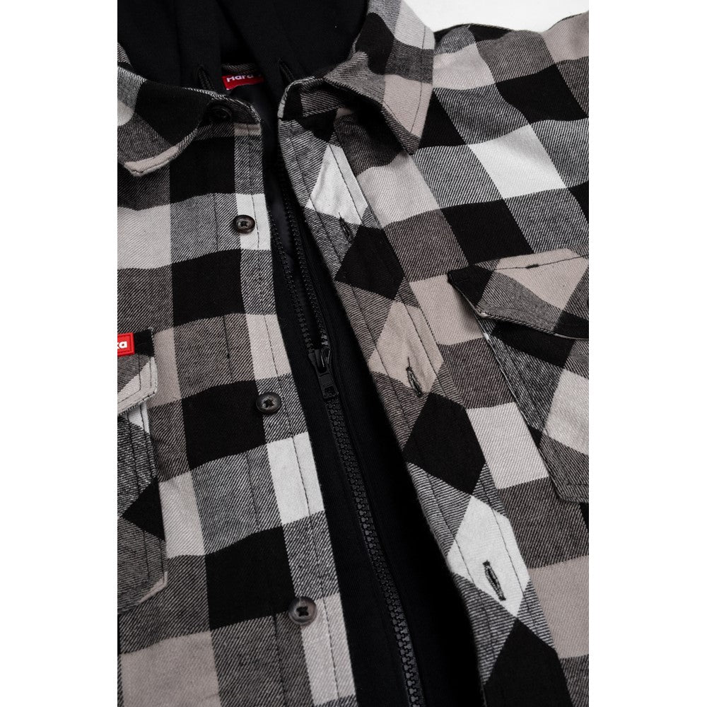 Hard Yakka Quilted Flannel Shacket #colour_grey