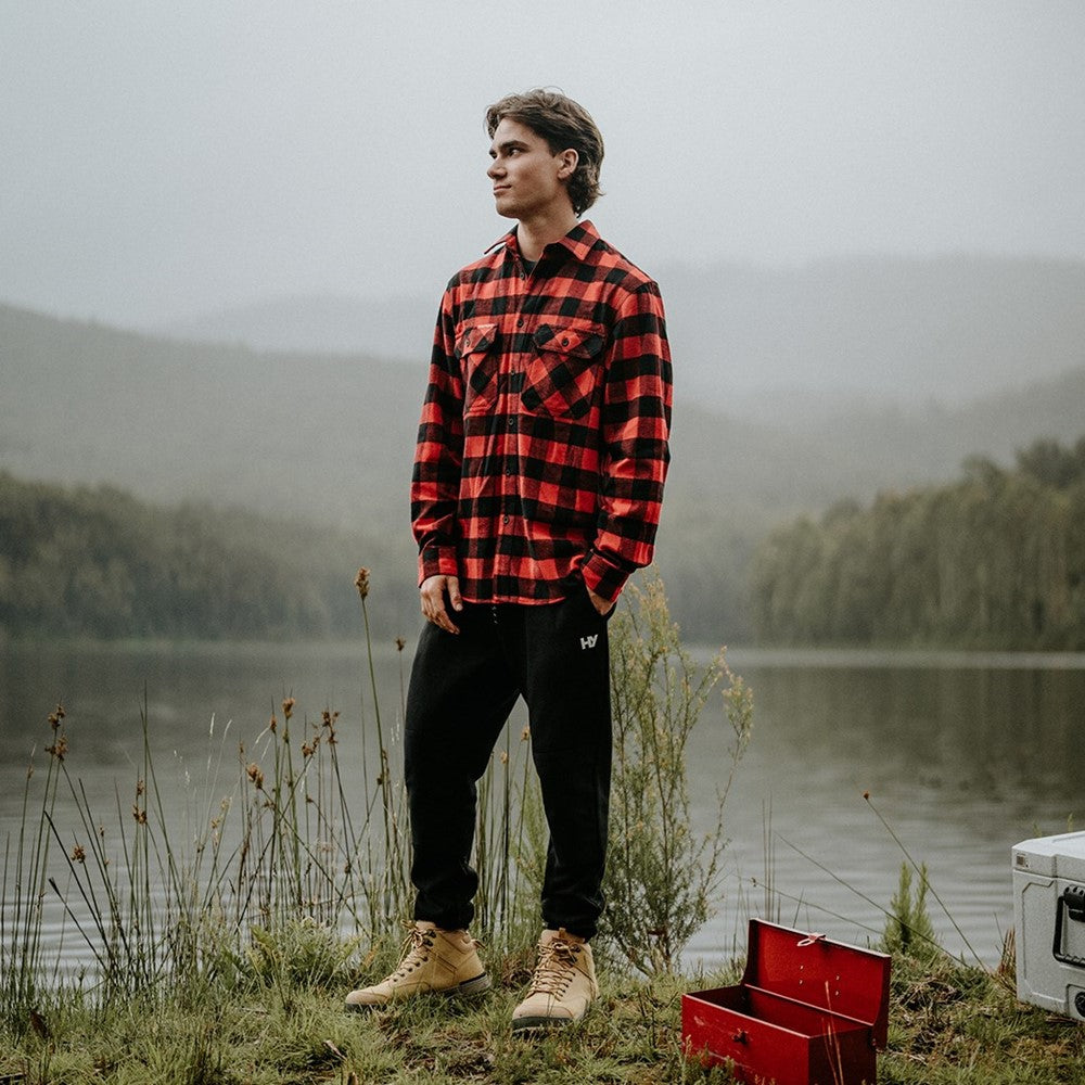 Hard Yakka Long Sleeve Check Flannel Shirt #colour_red
