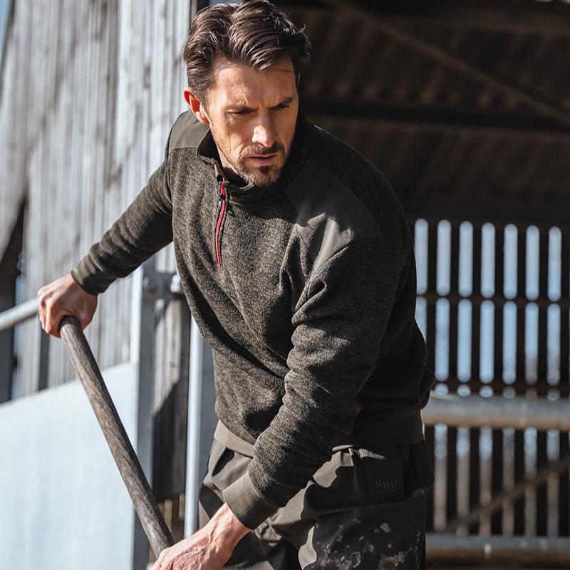 Hoggs of Fife Green King II 1/4 Zip Knit #colour_green