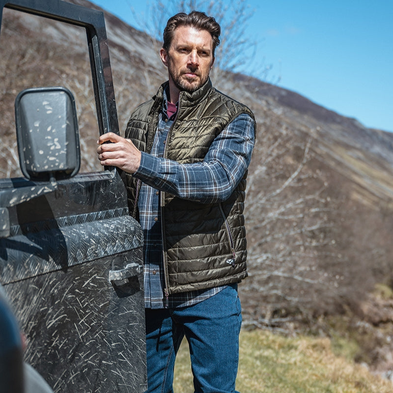 Hoggs of Fife Pitlessie Button Down Flannel Shirt #colour_blue-brown-white