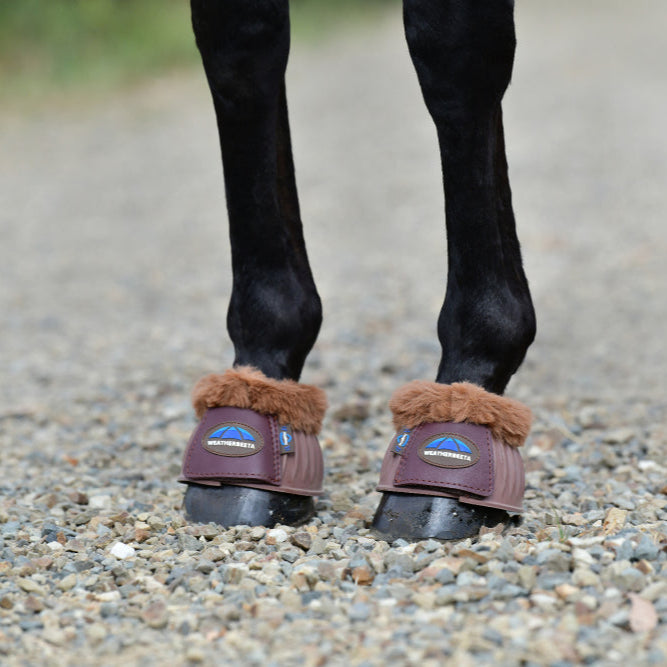 Weatherbeeta Tough-Tec Prime Fleece Trim Rubber Bell Boots #colour_brown-brown