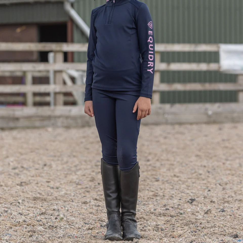EQUIDRY Children's Water Repellent Leggings #colour_navy-pink