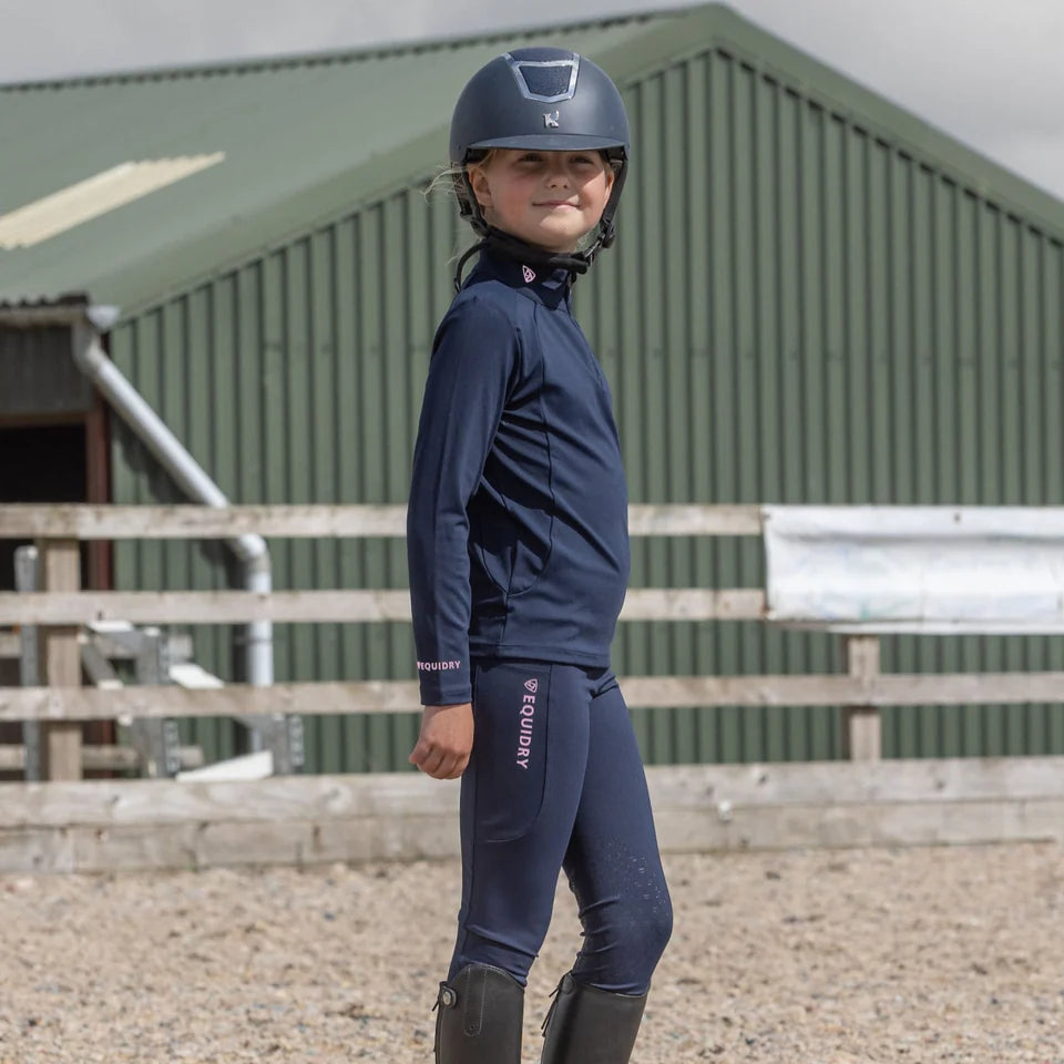 EQUIDRY Children's Water Repellent Base Layer #colour_navy-pale-pink
