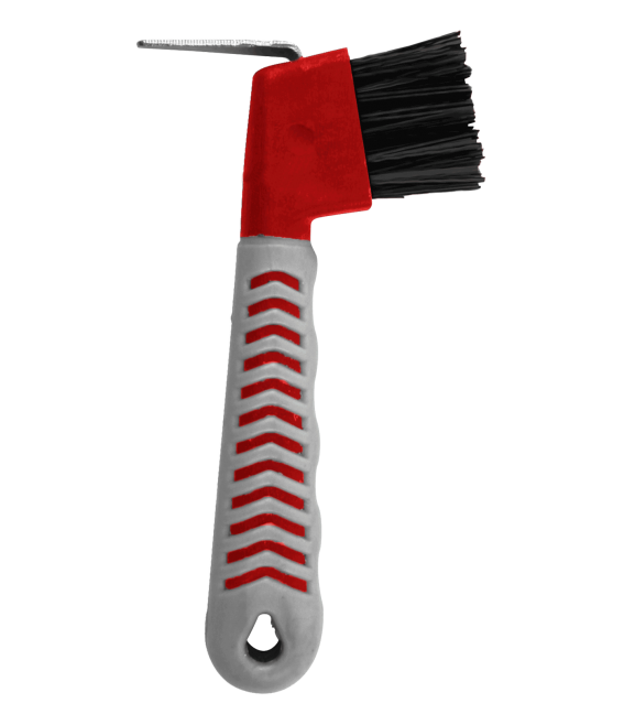 Waldhausen Grippy Hoof Pick Brush #colour_red-grey