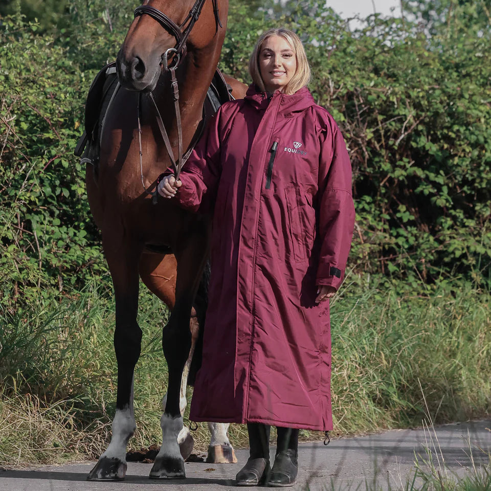 EQUIDRY Women's Thick Fleece Evolution Fixed Hood #colour_plum-navy