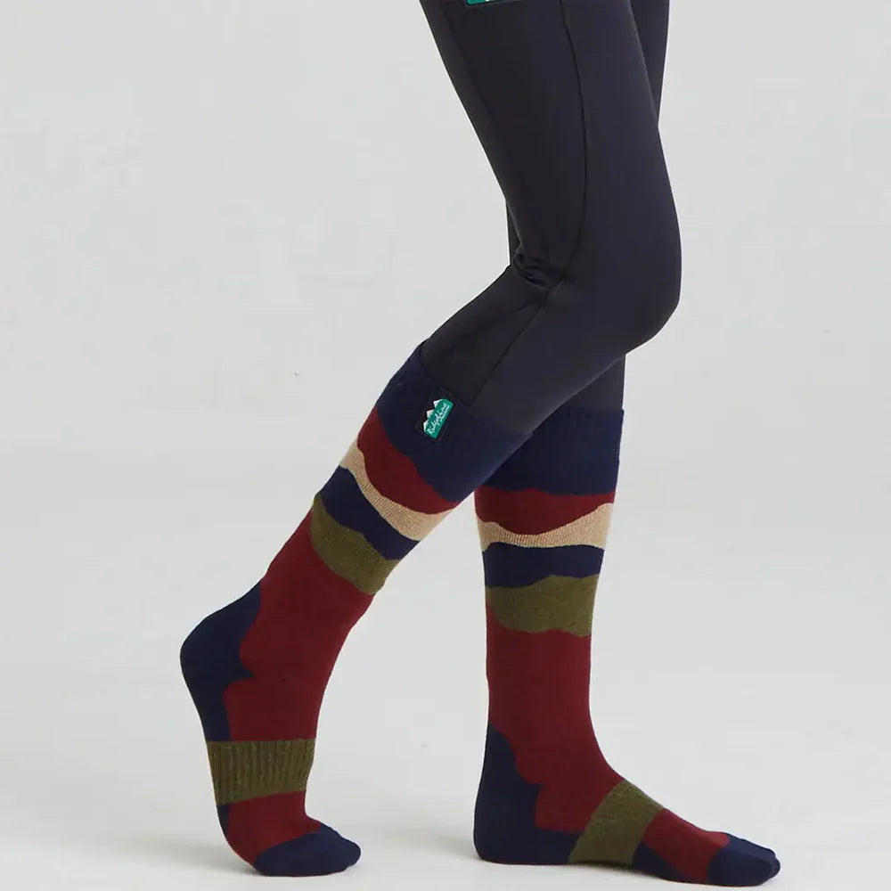 Ridgeline Merino Wool Full Length Socks #colour_navy-stripes