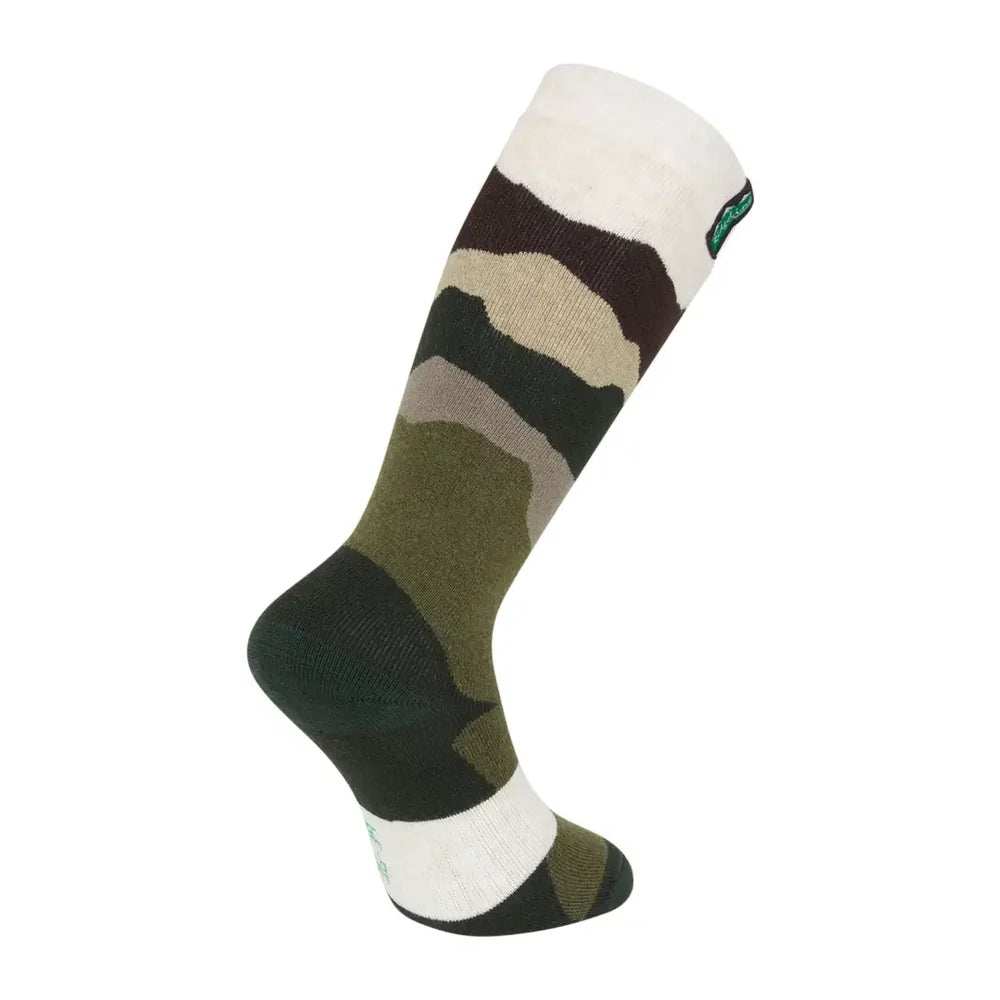 Ridgeline Merino Wool Full Length Socks #colour_olive-stripes