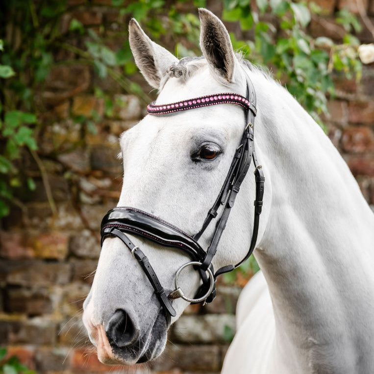 Horseware Ireland Diamante Flash Bridle #colour_black-pink