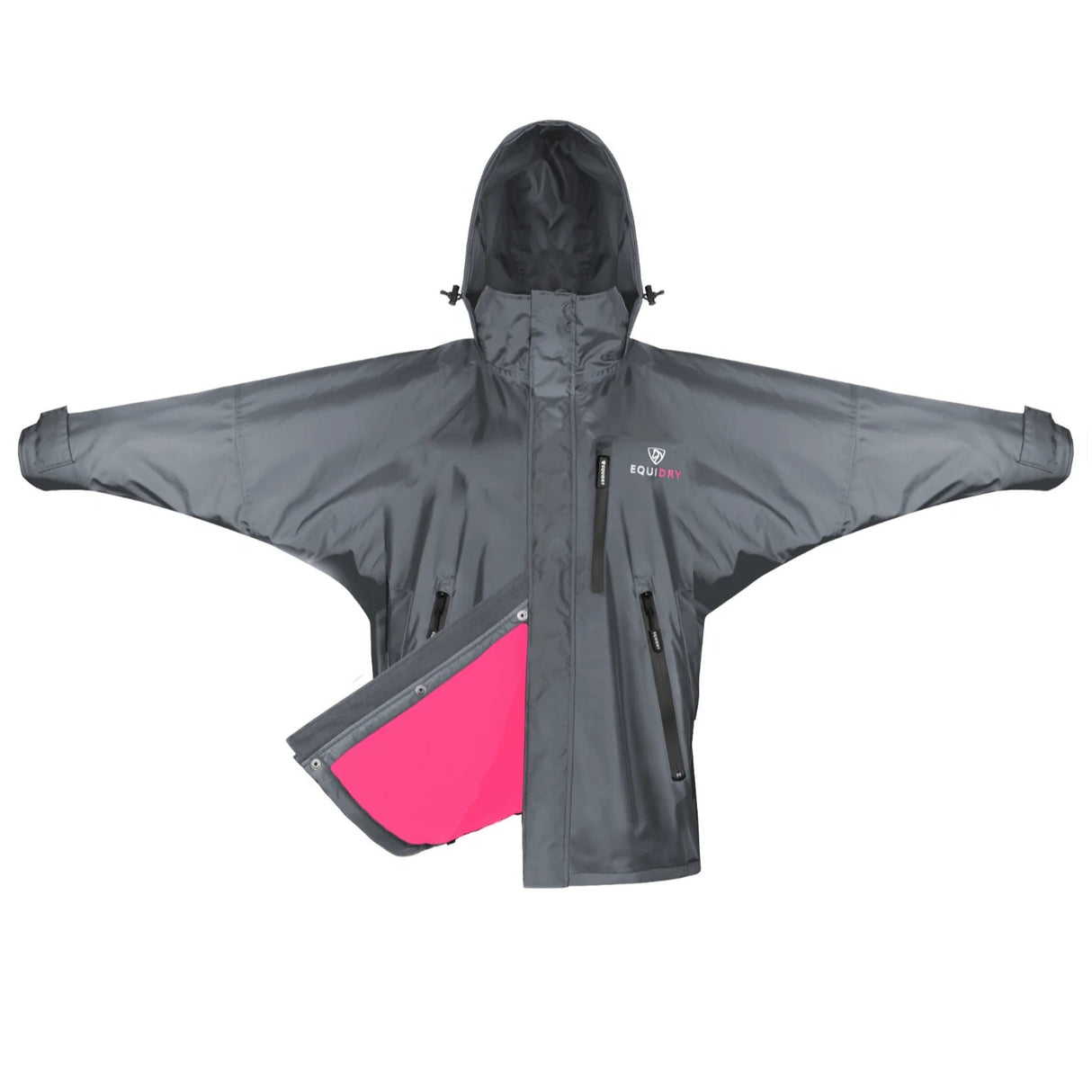 EQUIDRY Women's Thin Fleece Shortie #colour_grey-peacock-pink