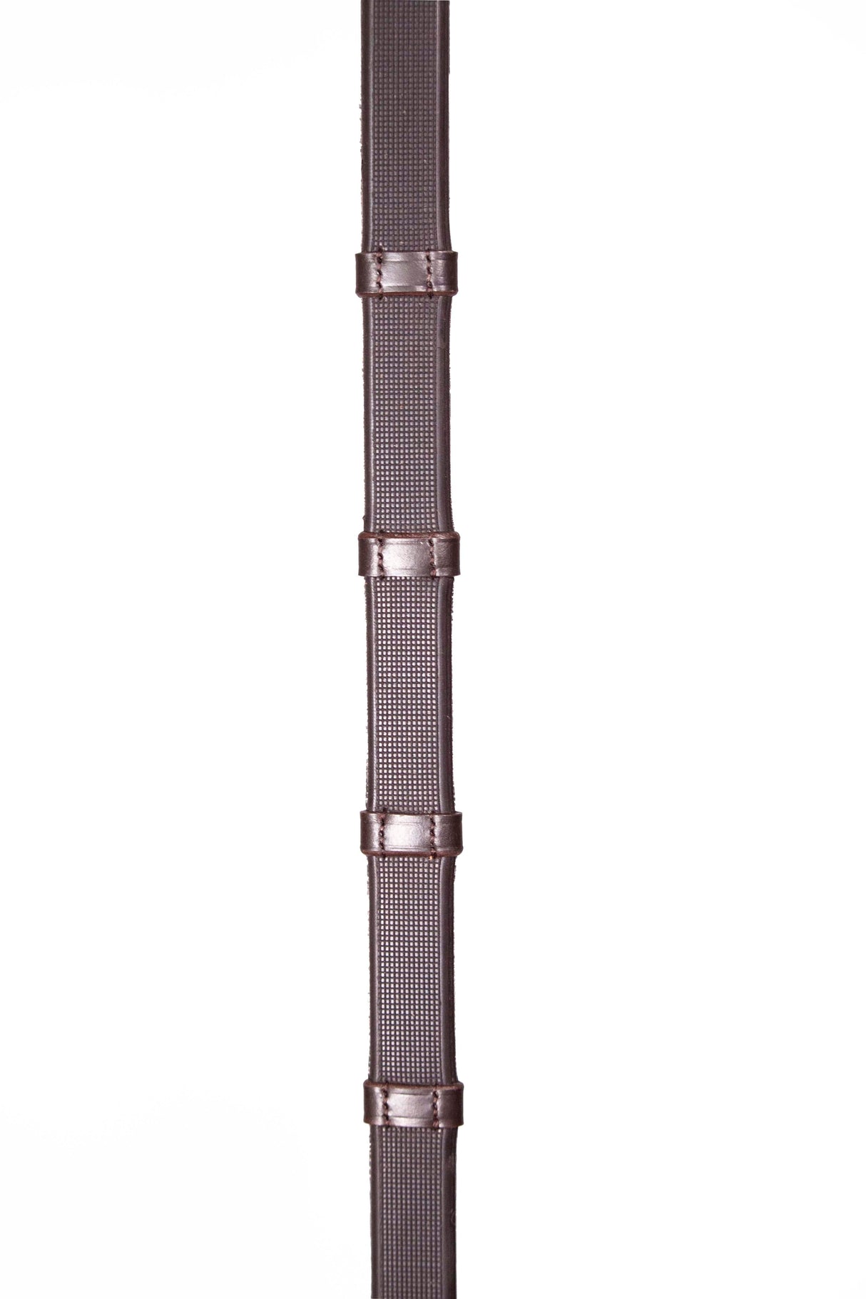 Henry James Smooth Eventer Hybrid Rubber Reins With Leather Stoppers #colour_havana-brown