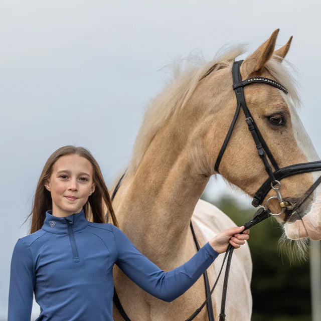 EQUIDRY Children's Water Repellent Base Layer #colour_steel-blue-silver