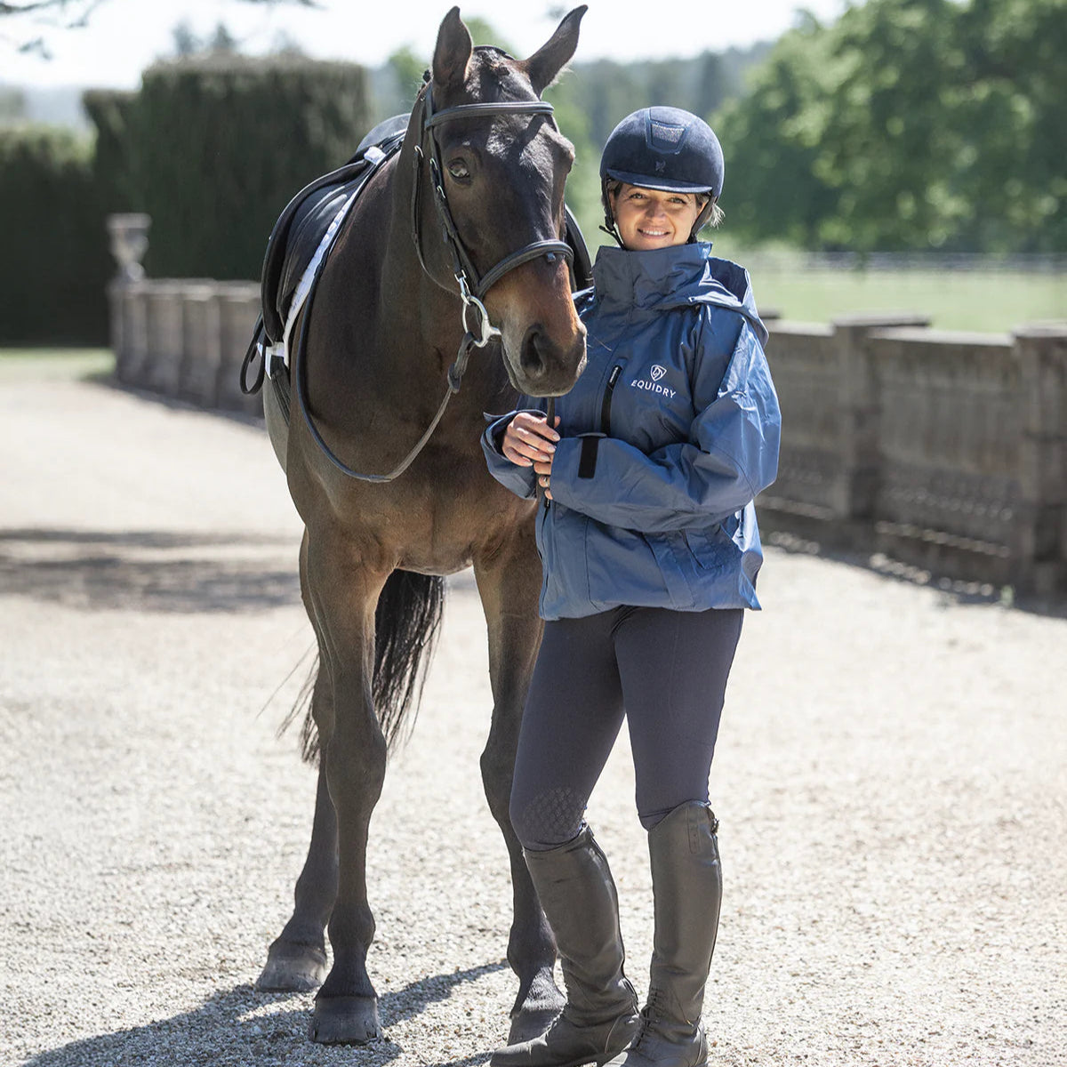 EQUIDRY Women's Shortie Mesh Lining Mac #colour_steel-blue