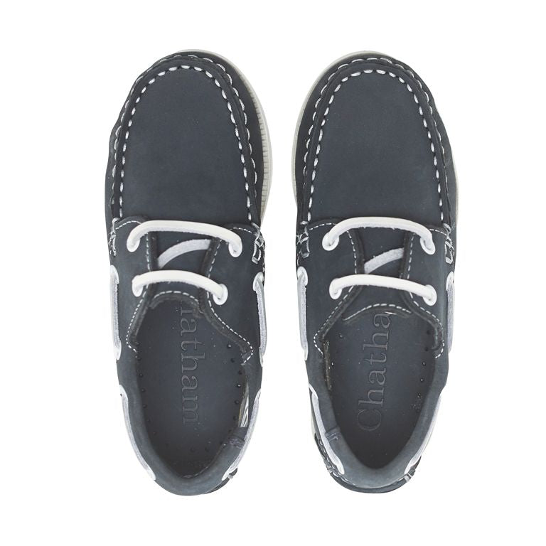 Chatham Henry Kids Nubuck Boat Shoes#colour_navy