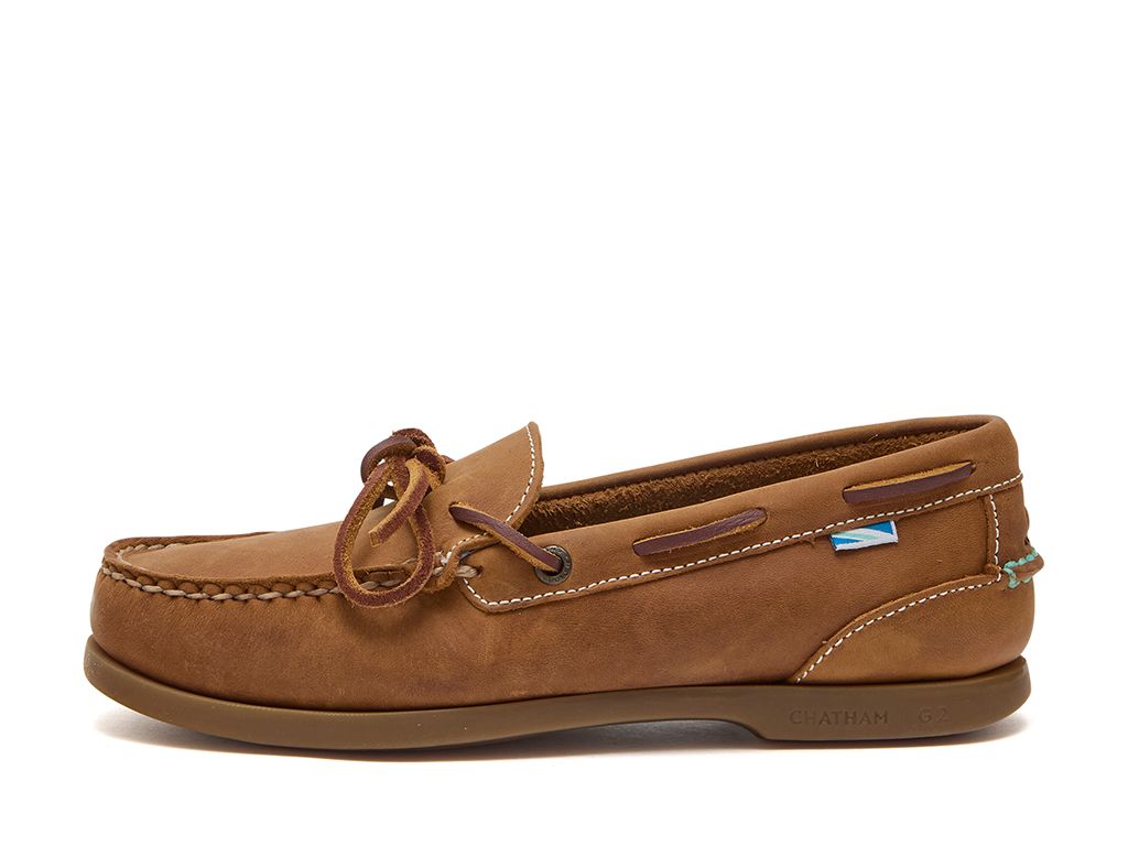 Chatham Ladies Olivia G2 Premium Nubuck Slip On Deck Shoes #colour_walnut