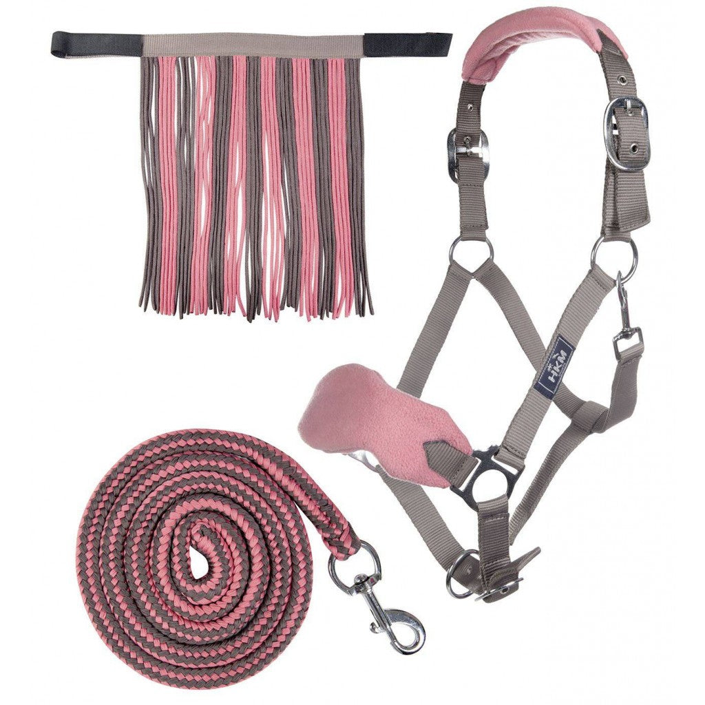 HKM Head Collar & Lead Rope with Snap Hook & Fly Fringe
