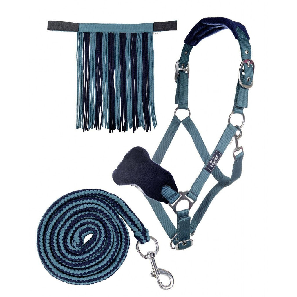 HKM Head Collar & Lead Rope with Snap Hook & Fly Fringe