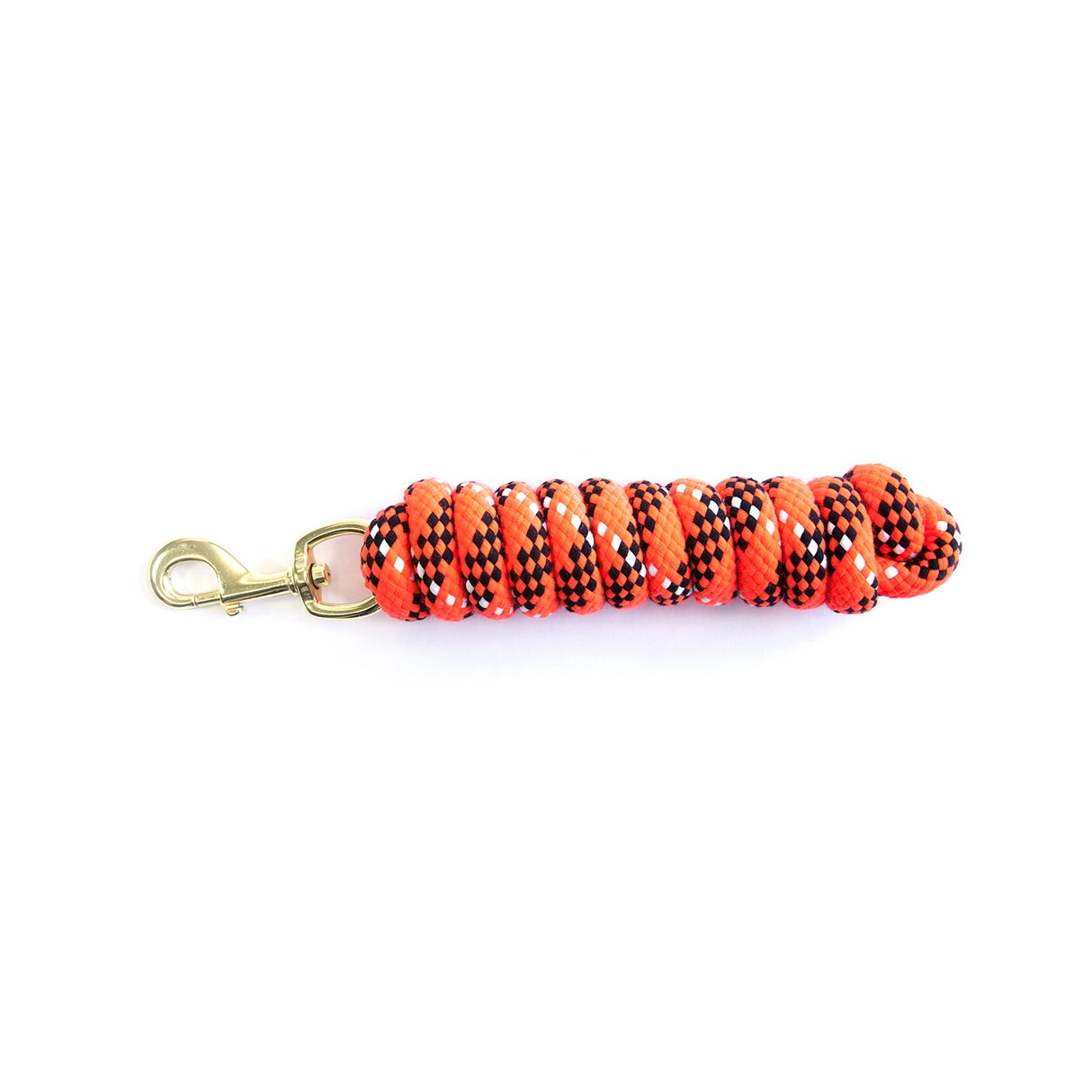 KM Elite Cotton Double Braided Leadrope - 7ft #colour_black-white-orange
