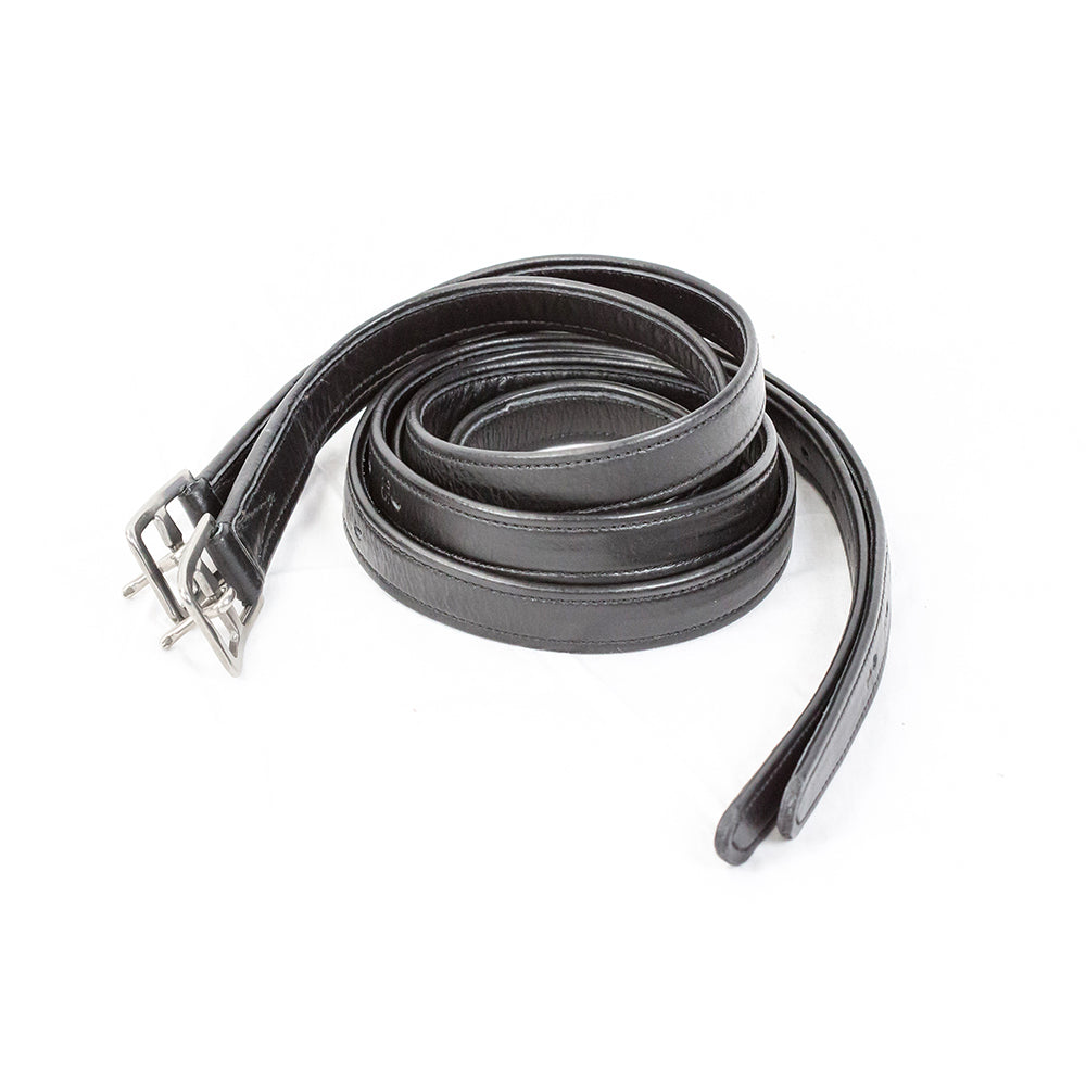 KM Elite Laminated Stirrup Leathers #colour_black