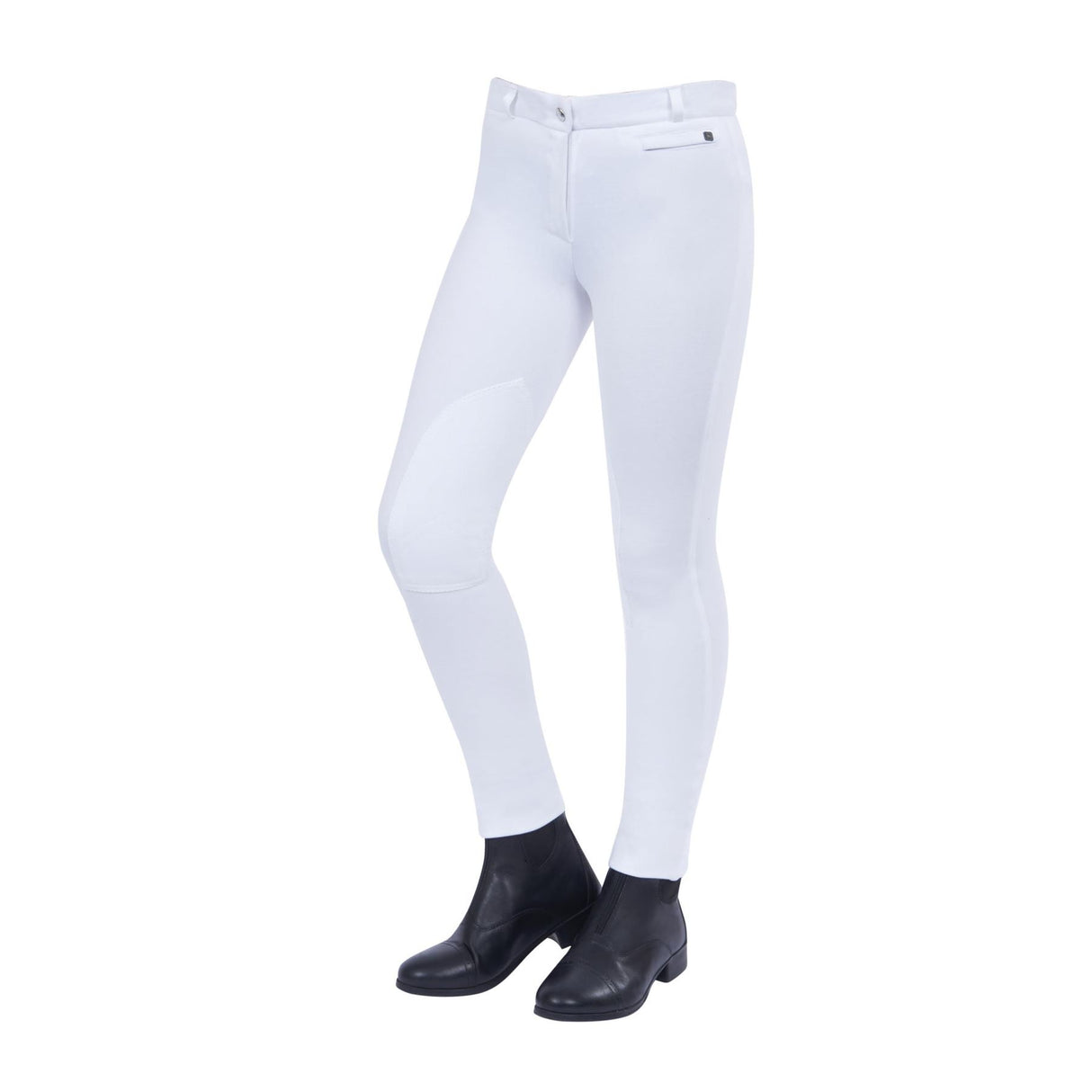 Dublin Supa-Fit Zip Up Knee Patch Ladies Jodhpurs #colour_white