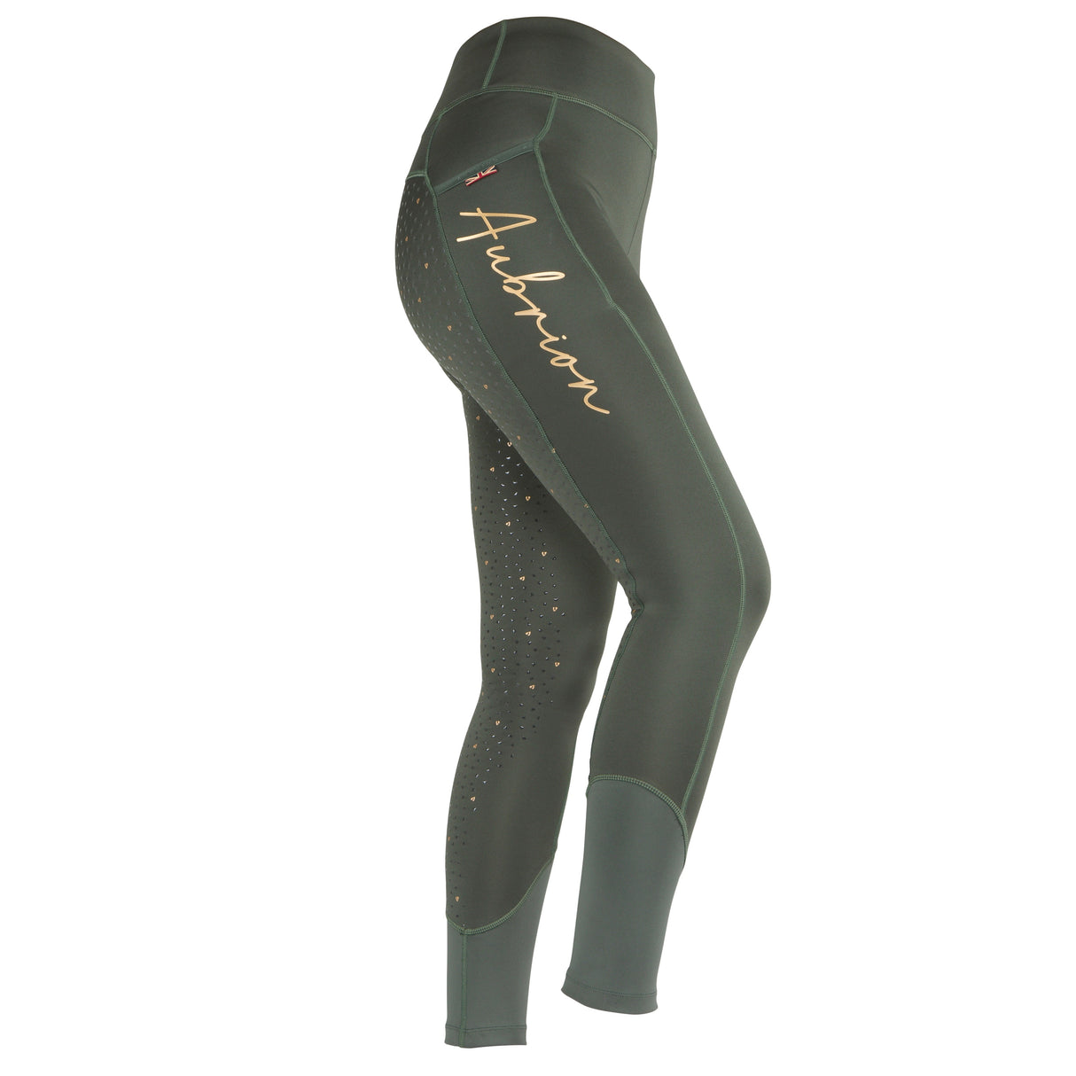 Shires Aubrion Team Winter Riding Tights #colour_khaki