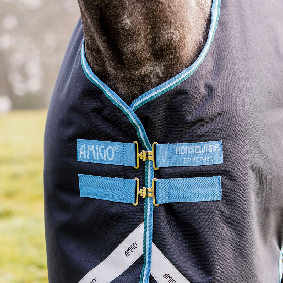 Horseware Ireland Amigo Bravo 12 Original 50g Lite Turnout Rug #colour_navy-turquoise-aqua-blue