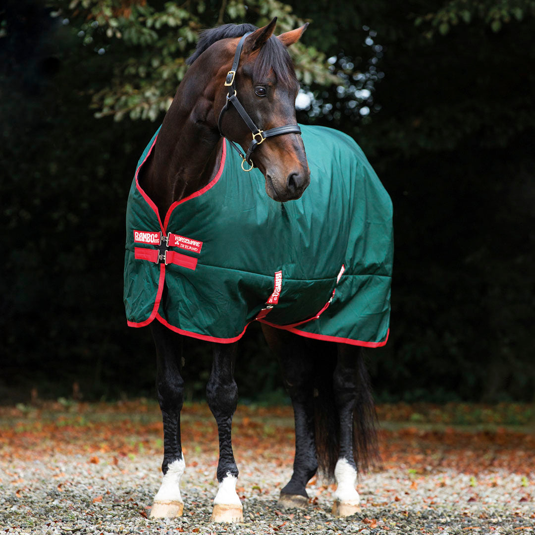 Horseware Ireland Rambo Original 0g Lite Turnout Rug #colour_green-red