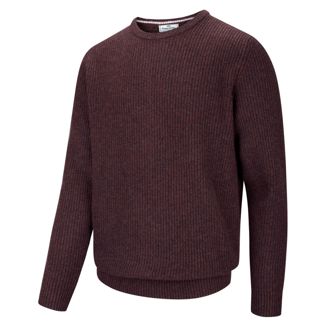 Hoggs of Fife Borders Men's Ribbed Knit Jumper #colour_redwood