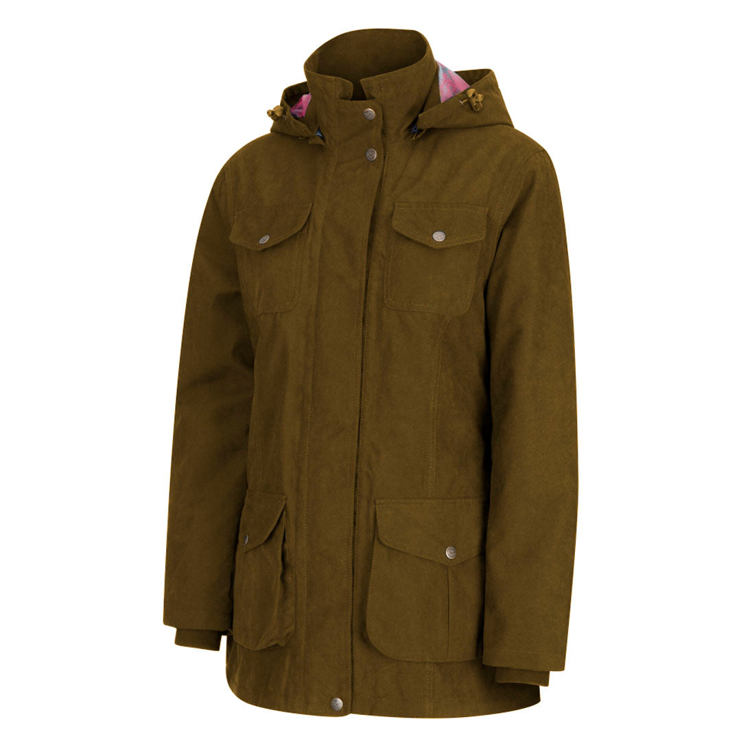 Hoggs of Fife Struther Ladies Hooded Waterproof Field Coat #colour_sage