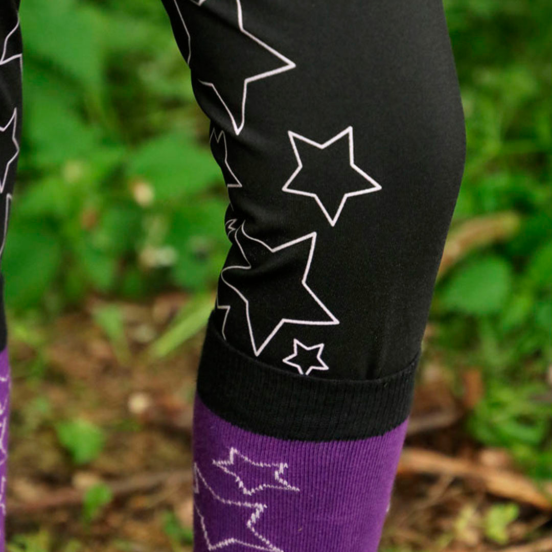 Hy Equestrian Stella Children's Riding Tights #colour_purple-lilac-black