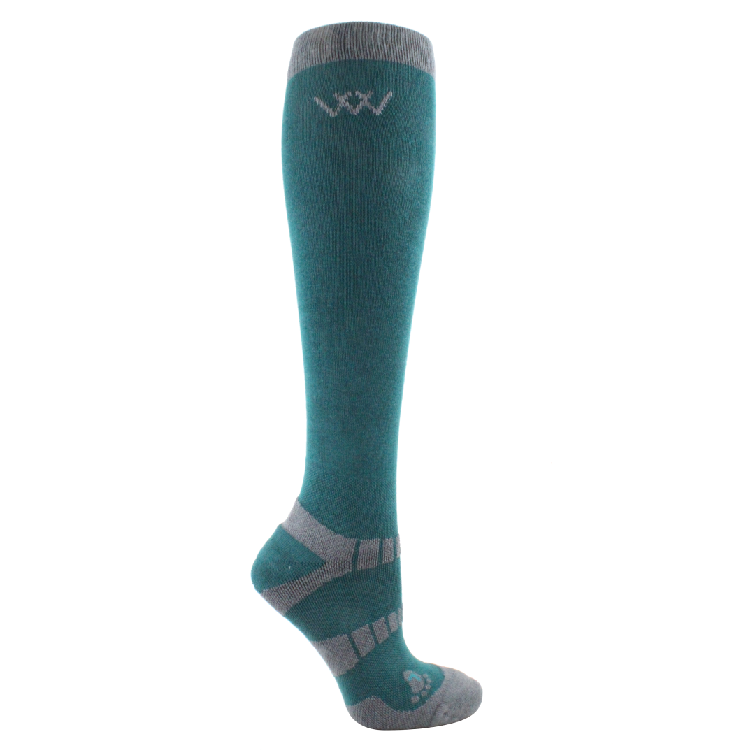 Woof Wear Bamboo Waffle Long Riding Socks #colour_green