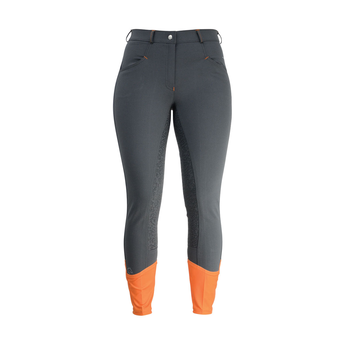 Coldstream Learmouth Ladies Breeches #colour_clementine-orange-gargoyle-grey