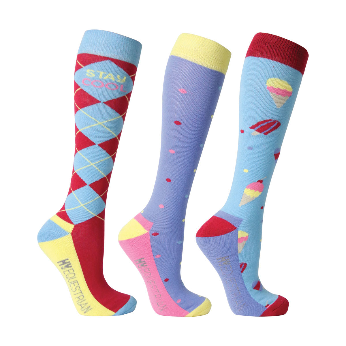 Hy Equestrian Novelty Printed Socks #colour_blue-cerise