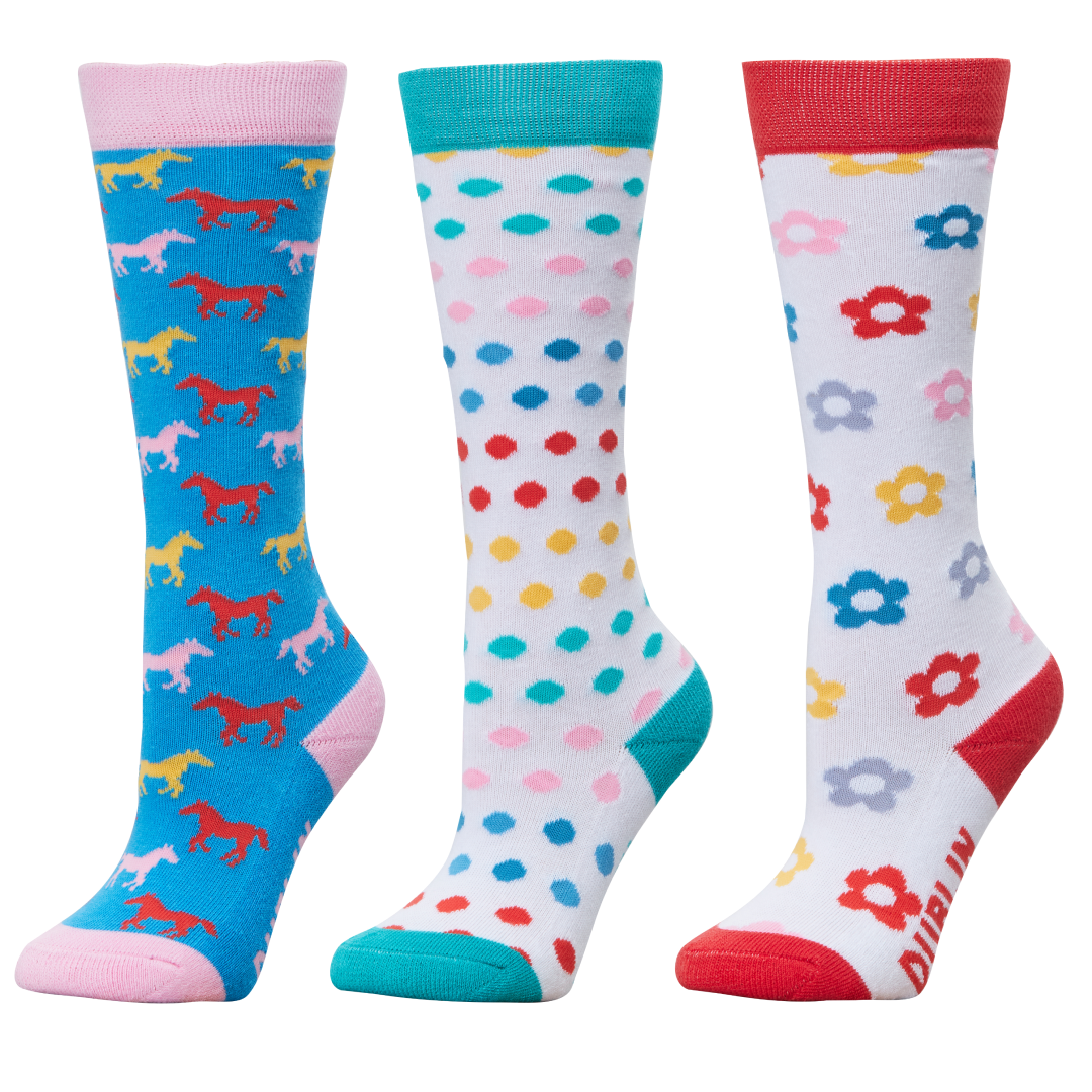 Dublin 3 Pack Socks Childs #colour_ocean-horses