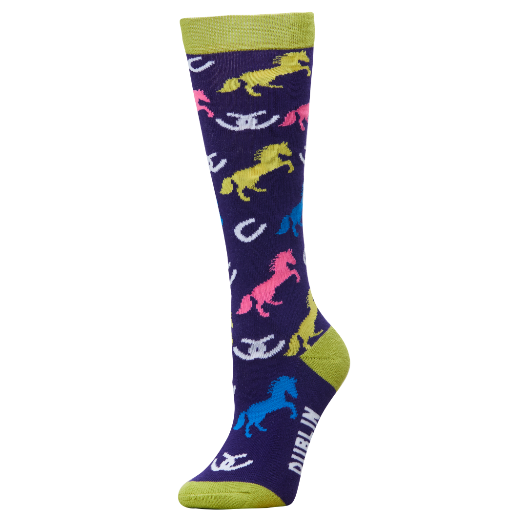 Dublin Single Pack Socks Adults #colour_ink-navy-horses