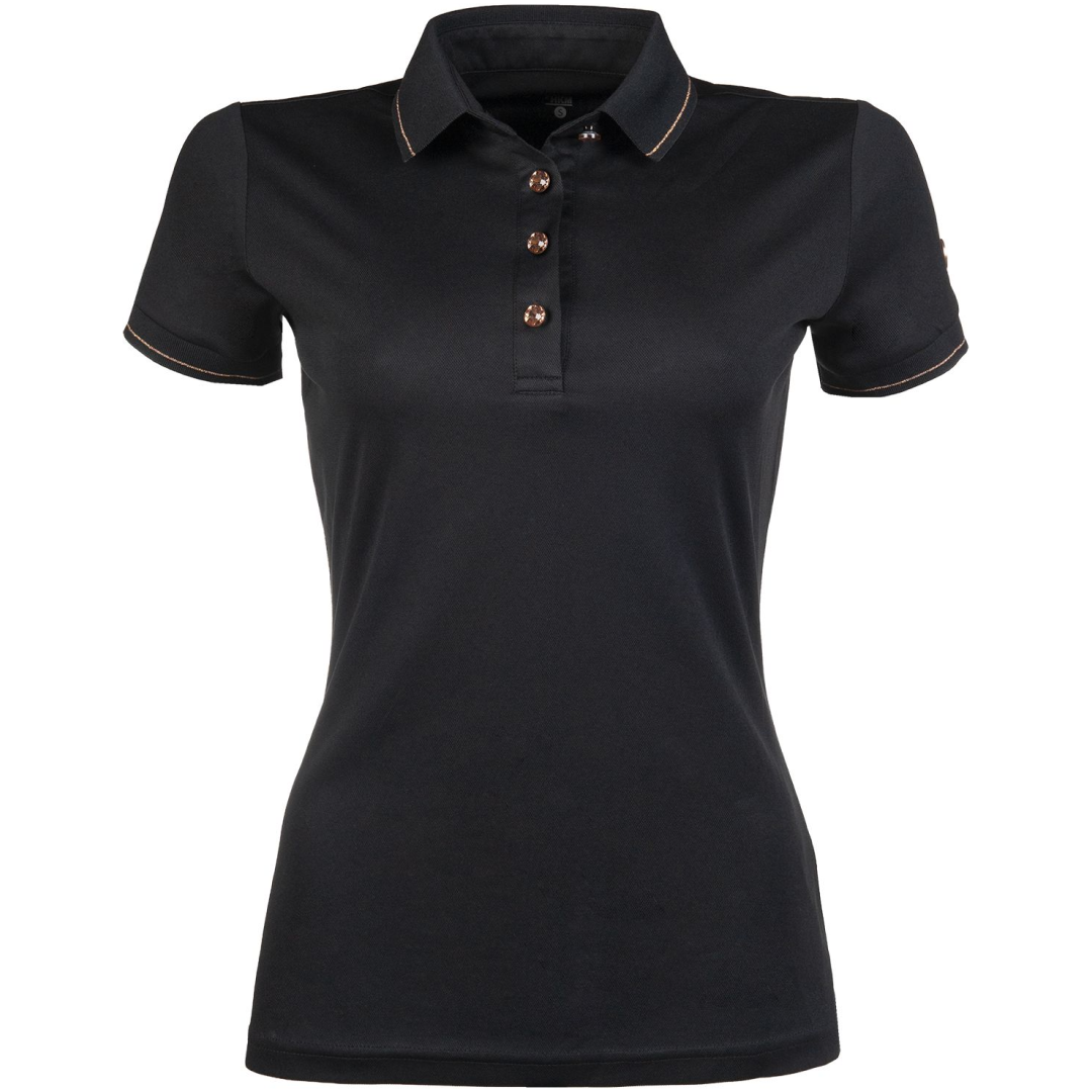 HKM Rosegold Glamour Style Polo Shirt #colour_black-rose-gold