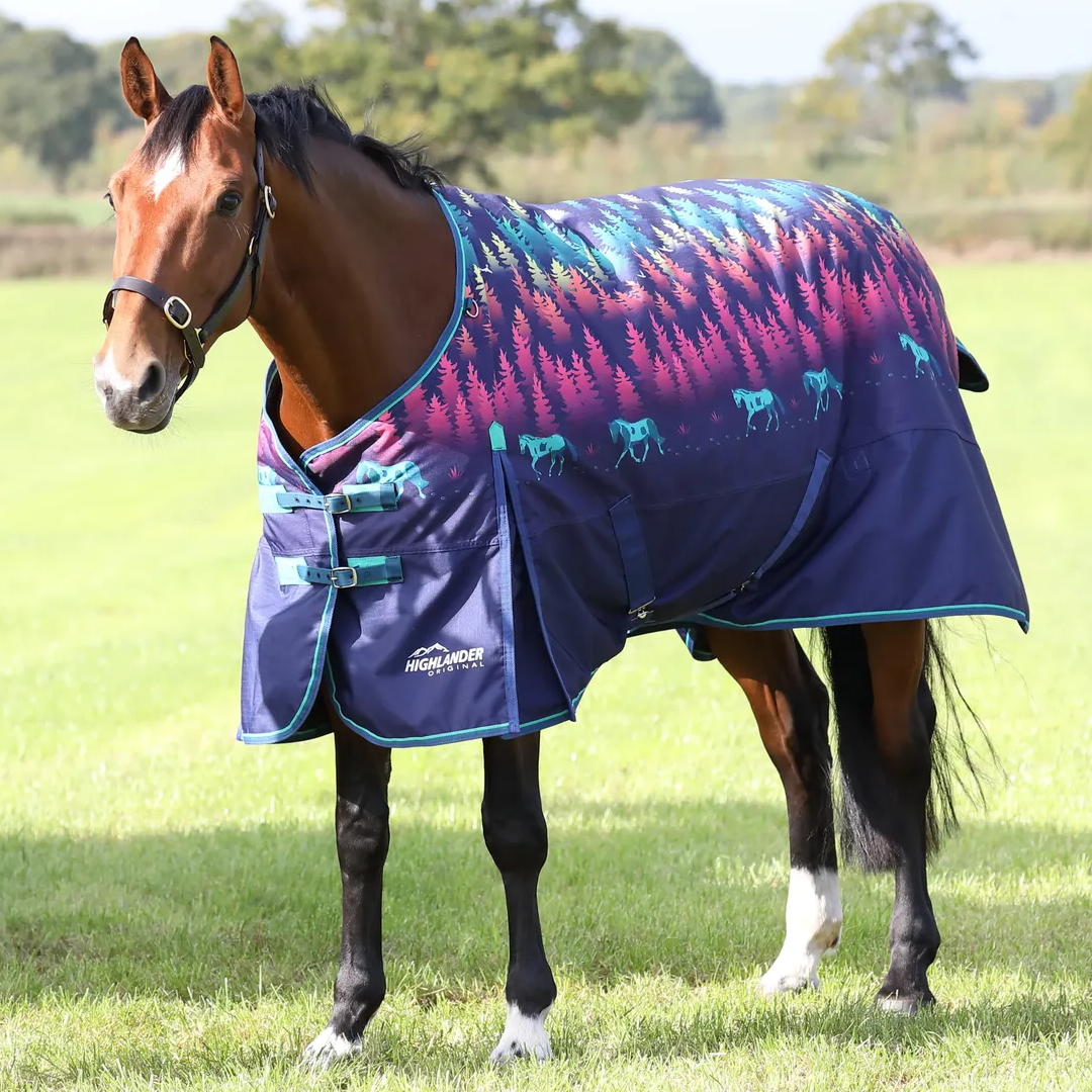 Shires Highlander Original 100g Turnout Rug #colour_navy-forest
