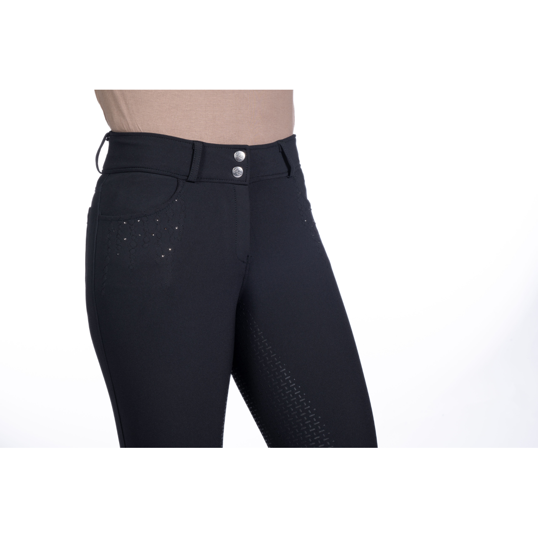 HKM Savona Style Silicone Full Seat Riding Breeches #colour_black