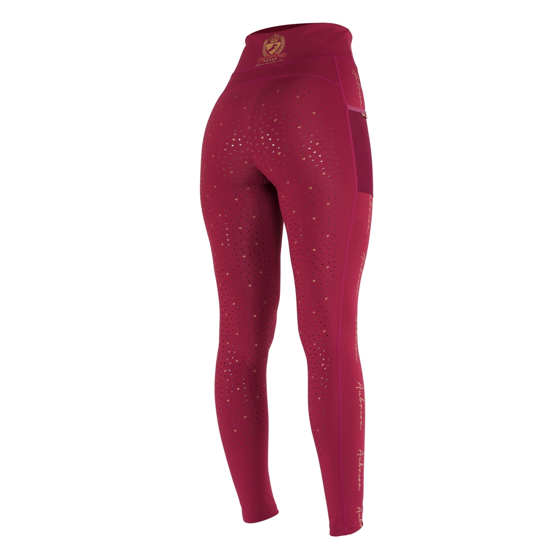Shires Aubrion Team Riding Tights #colour_mulberry