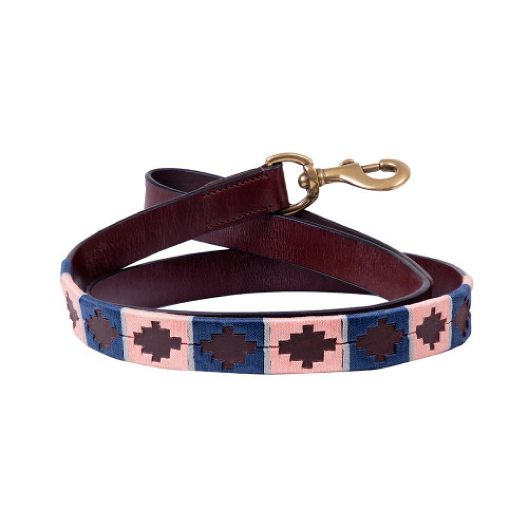 Benji & Flo Sublime Polo Leather Dog Lead #colour_navy-rose